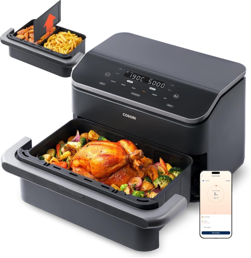 COSORI Heißluftfritteuse 2 Kammern Airfryer, 8-in-1 Dual Blaze TwinFry XXL 10L